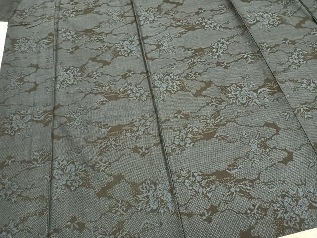 平和屋着物▽本場大島紬 単衣 7マルキ 雲取り草花文 正絹 逸品