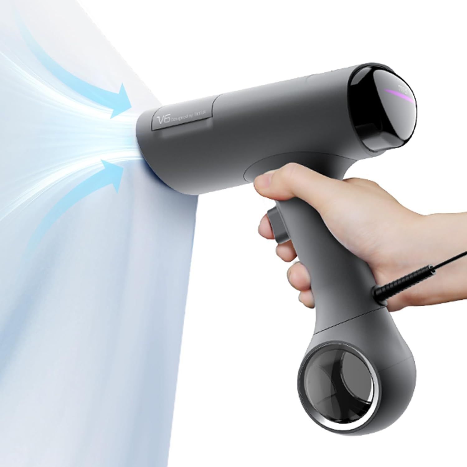 Morus V6 衣類スチーマー スチームアイロン 真空吸着式 3000Pa強力吸引 片手操作 3段吸着力調整 脱臭 除菌 花粉低減 急速クールダウン 170ml PSE認証済 外出前速攻ケア コンパクト設計 旅行出張用 プレスもできる2WAY ダークグレー