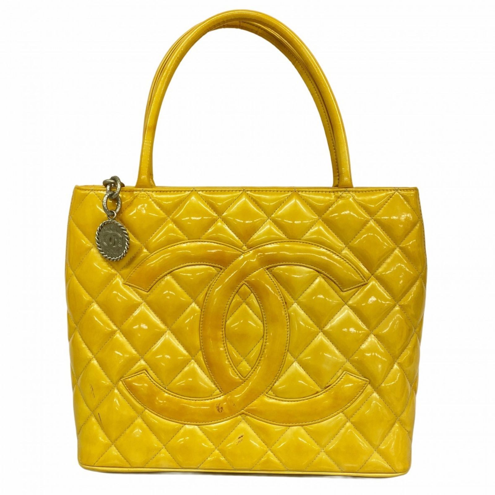 シャネル Chanel シャネル トートバッグ 復刻トート パテントレザー イエロー レディース