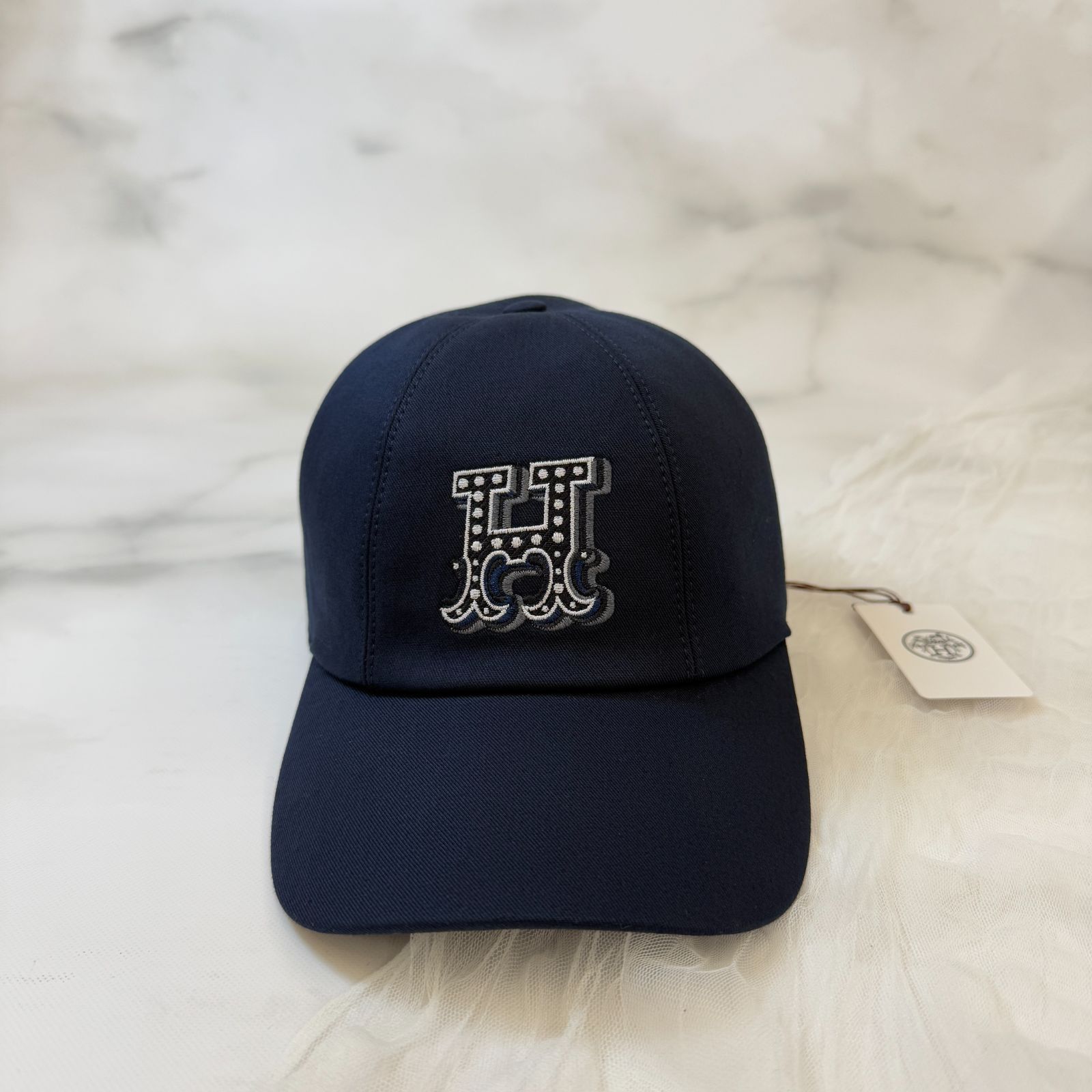 エルメス セレナ Hエレクトリック 58 ネイビー キャスケット 帽子 キャップ Hロゴ