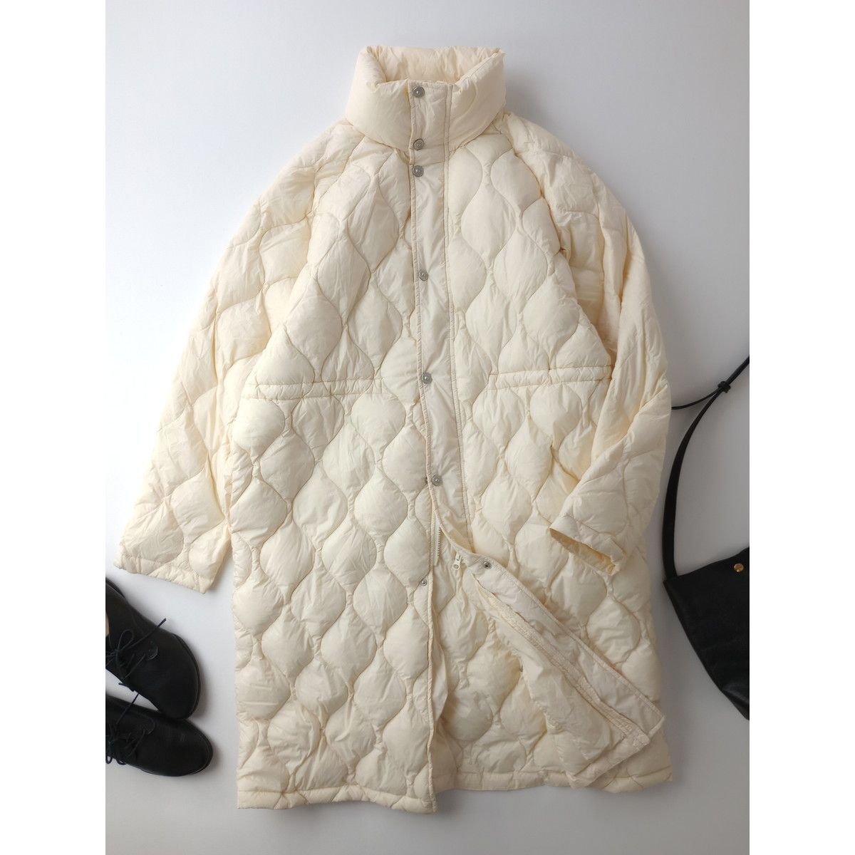 定価19910円 TAION × FREAK S STORE 体温 フリークスストア 別注 キルト スタンド ロング ダウンコート アウター 羽織 ONE オフ白 ホワイト アイボリー あY＋1244 25F