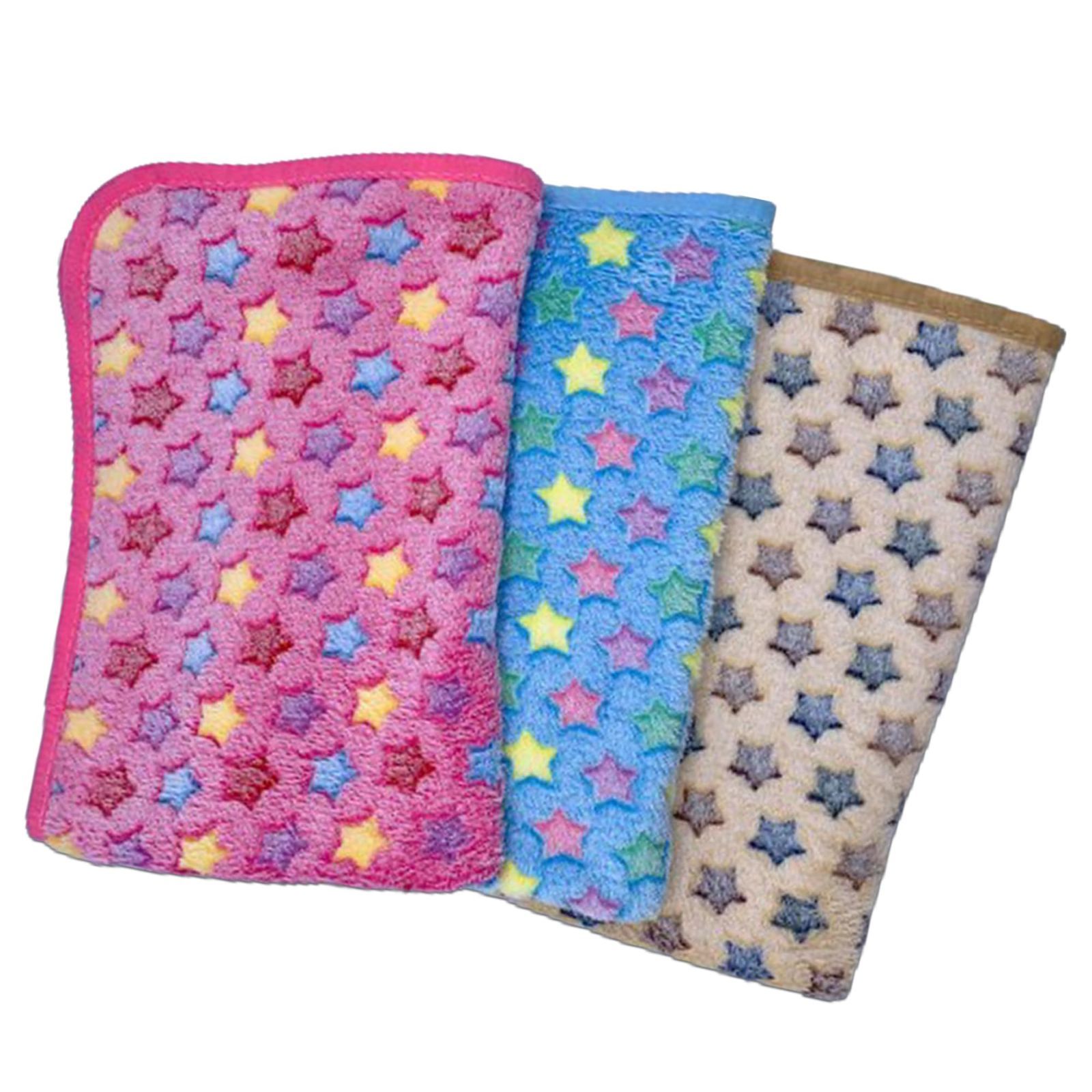 猫 ベッド 敷物 柔らかい フリース素材 約60×37cm 犬 モコモコ 星柄 寝具 ベッド 3枚セット フリース かわいい 大きめ ブランケット 小型犬 子猫 ペット 寝心地 落ち着く stepmarket やわらかい (星