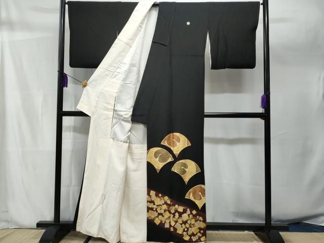 平和屋着物○豪華黒留袖 飛鶴草花文 暈し染め 正絹 逸品