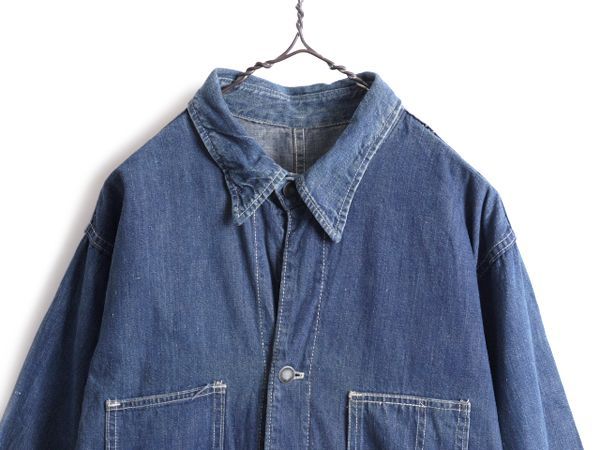 ビンテージ デニムカバーオール ワークジャケット インディゴ 大戦モデル 40s ビンテージ インディゴ デニム カバーオール
