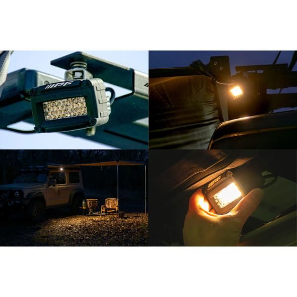 ワーキングランプ 2インチ 車載 LED 641WL-1 電球色 650lm 首振り機能付 軽量 IPF キャンプ アウトドア 車中泊 オートキャンプ 10W E1E1