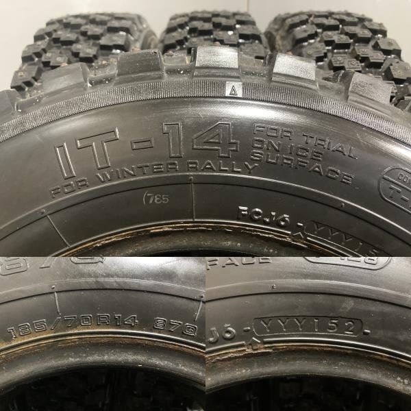 走行短め YOKOHAMA ADVAN IT-14 185/70R14 14インチ スパイクタイヤ 4本 マカロニピン　(MTN353)