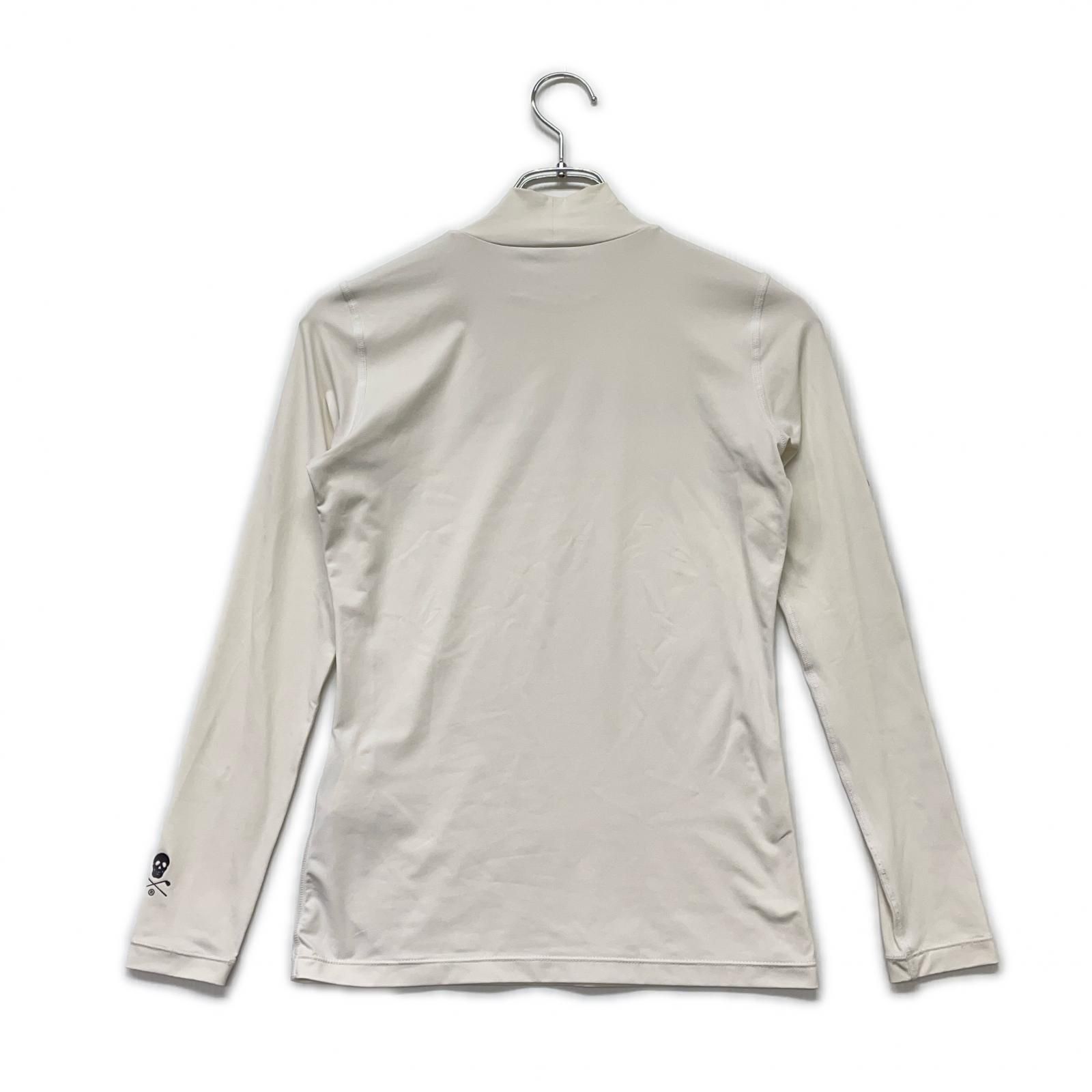 レディース マークアンドロナ MARK-LONA 長袖シャツ 38 M 白 モックネック ロゴプリント ストレッチ