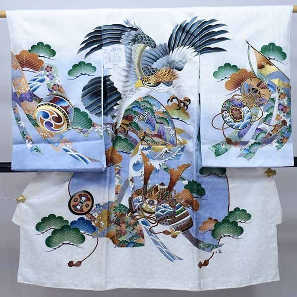 お宮参り 産着 男児 正絹 のしめ 綸子 金刺繍 鷹 虎 白地 NO33636 お宮参り 産着 男児 正絹 のしめ 綸子 金刺繍 鷹 虎 白地 NO33636