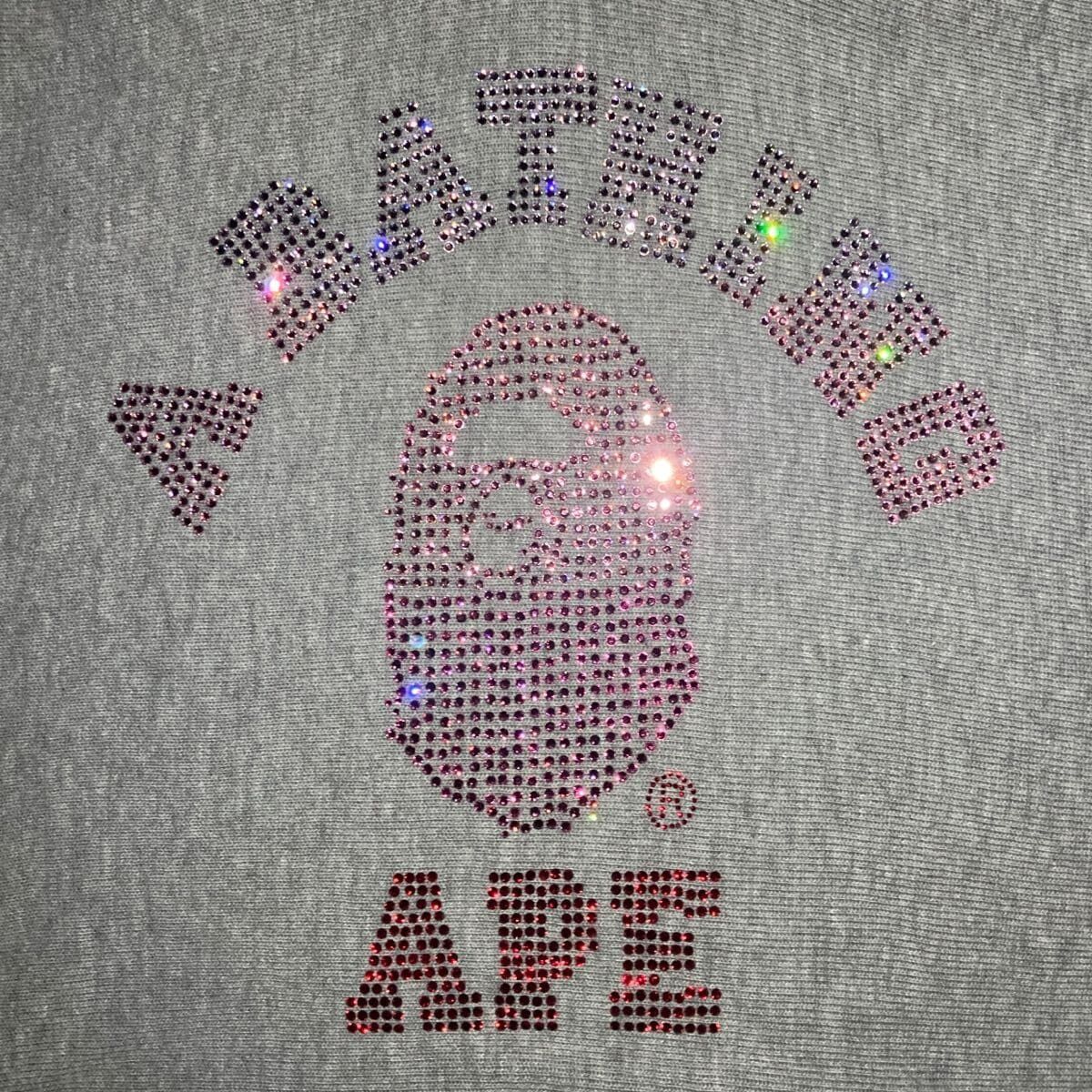☆XL☆ CHAMPION × swarovski × BAPE ジップ パーカー グレー a