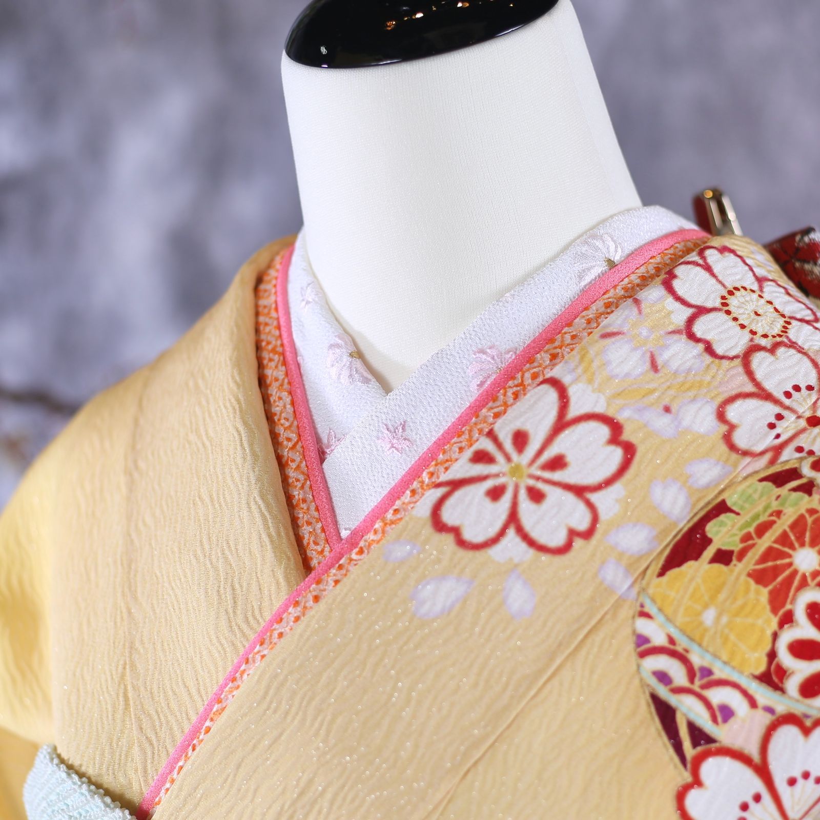 振袖フルセット 振袖セット 振袖 Lサイズ 黄色×ちりめん 美品 成人式 着物 晴れ着 7点フルセット F-104 振袖フルセット 振袖セット 振袖 Lサイズ 黄色×ちりめん 美品 成人式