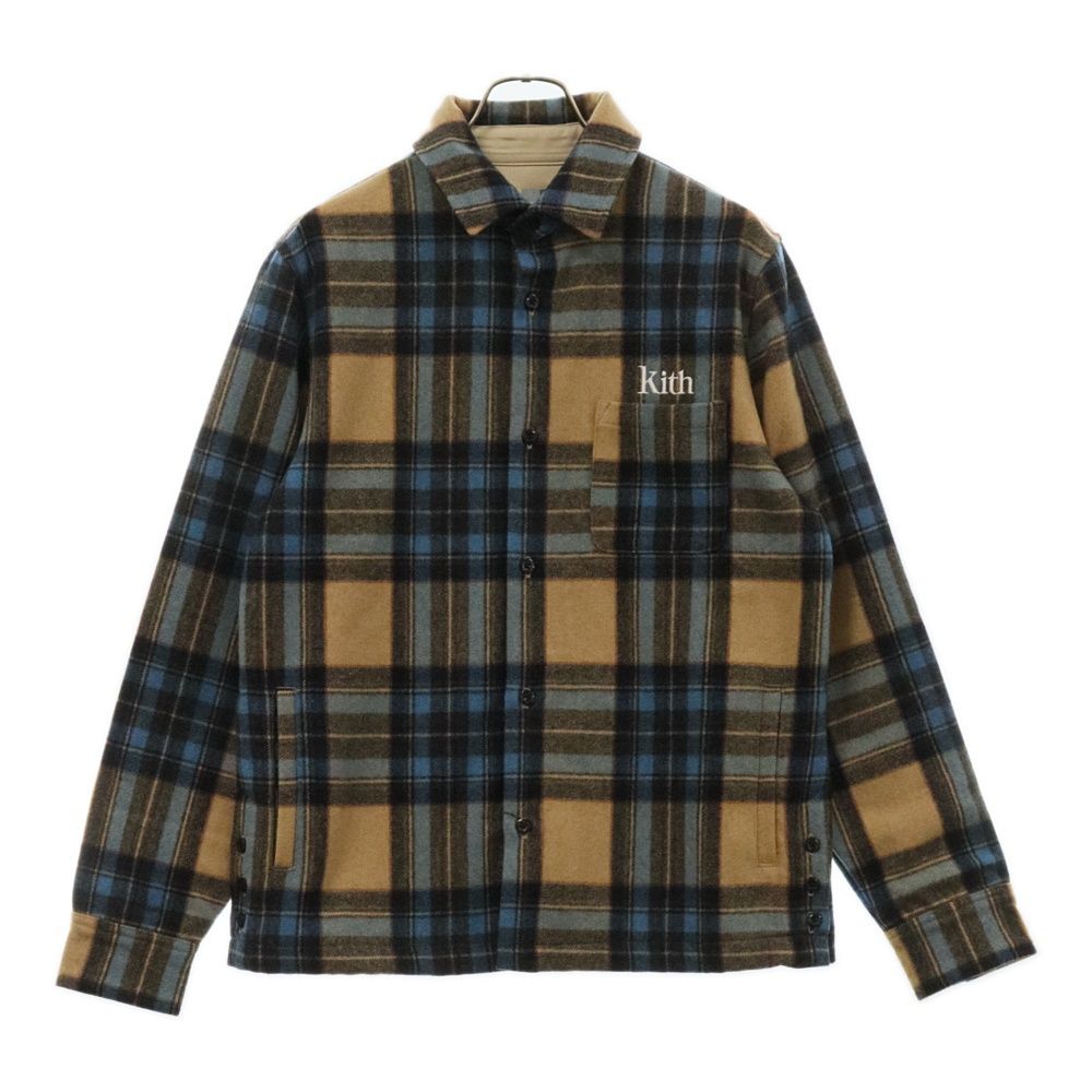 KITH (キス) 21AW Wool Flannel Shirt ロゴ刺繍ウールネルシャツ 長袖  