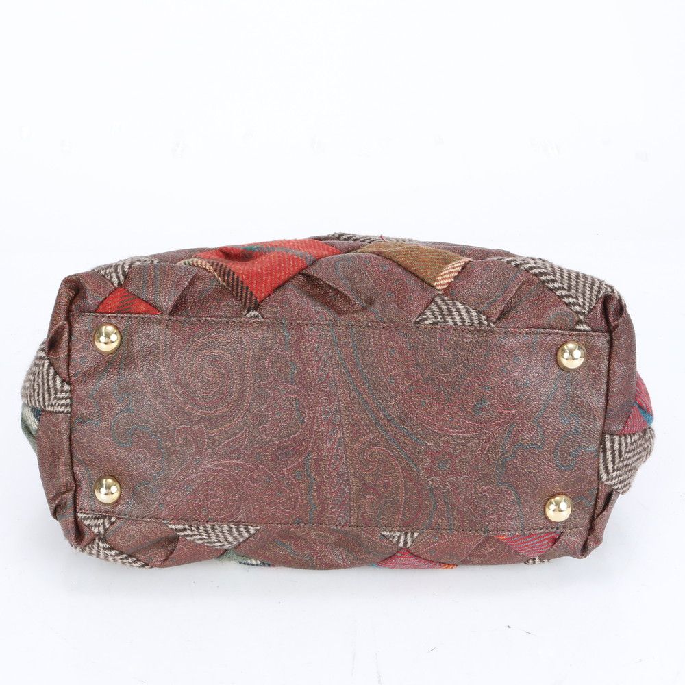 美品 エトロ イタリア製 ペイズリー パッチワーク レザー トート  