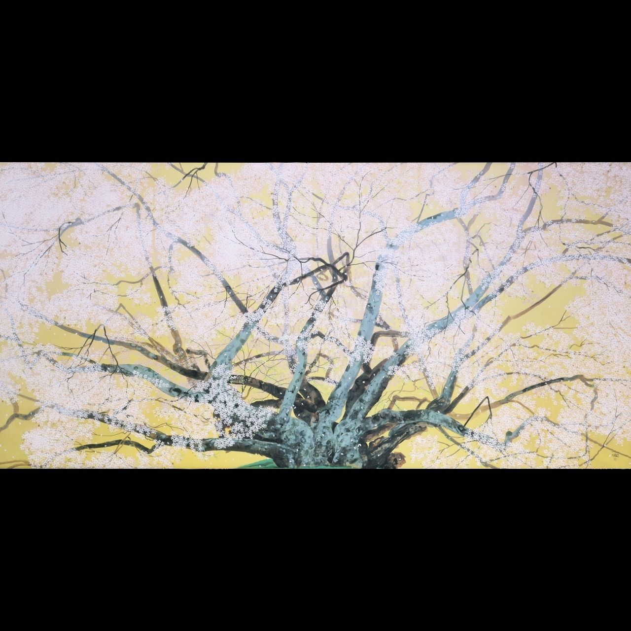 中島千波 「素桜神社の神代櫻」 岩絵の具方式複製画 278/950 唐