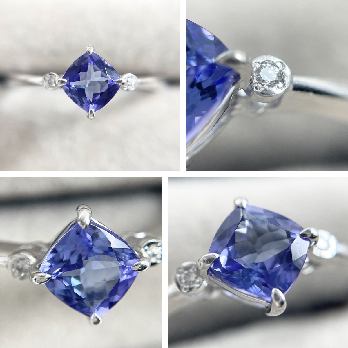 K18WG 天然タンザナイト 1.00ct ダイヤモンド 0.01ct リング - メルカリ