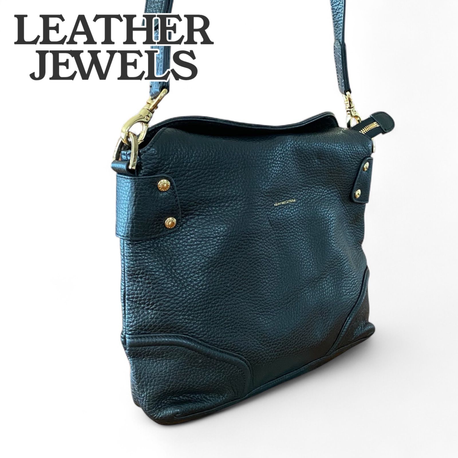 LEATHER JEWELS レザージュエルズ ブラック ショルダーバッグ 本革 