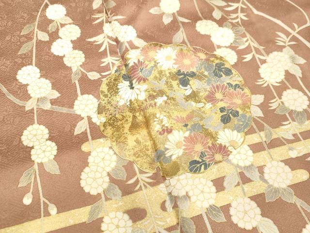 平和屋着物○上質な紬 枝花文 正絹 逸品 CAAU2569yc （平和屋着物  