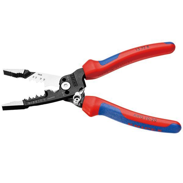KNIPEX クニペックス 電気技師用多機能ペンチ プラスチックコーティング サイズ200×55×21mm 1372-8