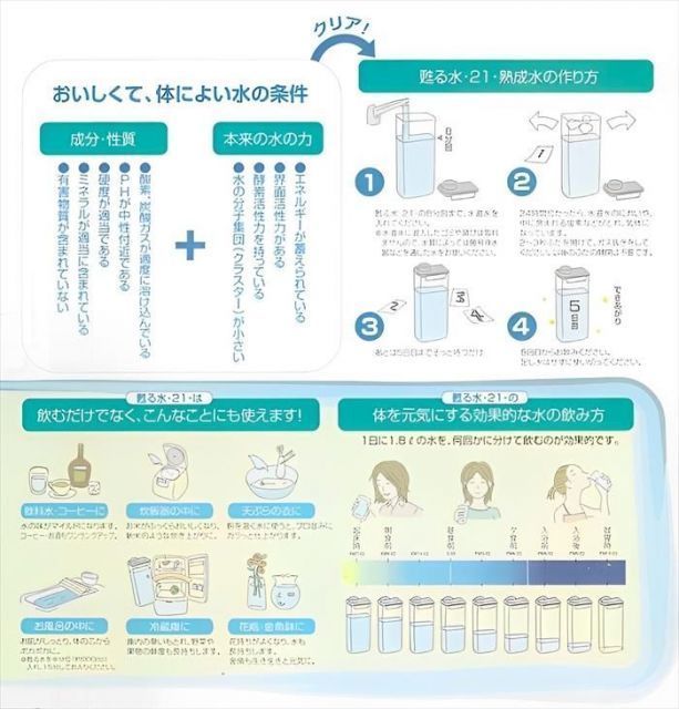 MICA加工】甦る水・21・ 日本製 ポット 熟成水 密閉式 ウォーターポット ウォーターピッチャー ウォーターボトル ポット型浄水器 浄水 水入れ  水差し 1.8リットル カートリッジ不要 半永久 繰り返し ミネラルウォーター マイナスイオン ali001 - メルカリ