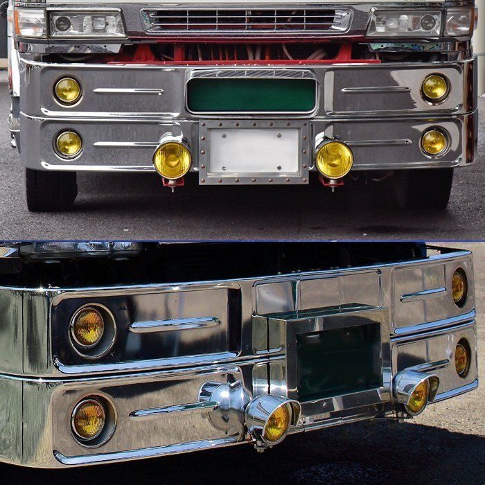 汎用 バス バンパー レトロ オバQ メッキ バンパー 10トン 大型 2400mm 