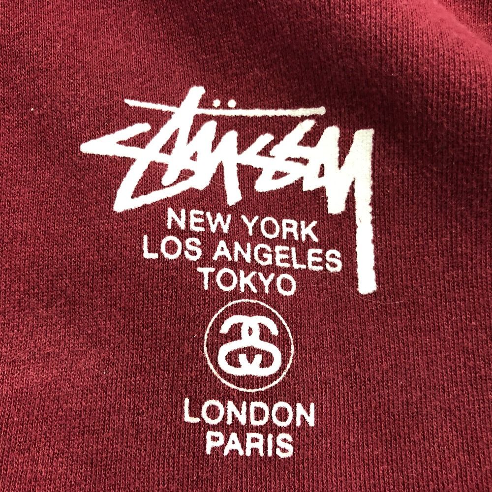 Stüssy ワインレッド ジップアップパーカー 02w16427 ステューシー STUSSY ジップパーカー 裏起毛 ワイン