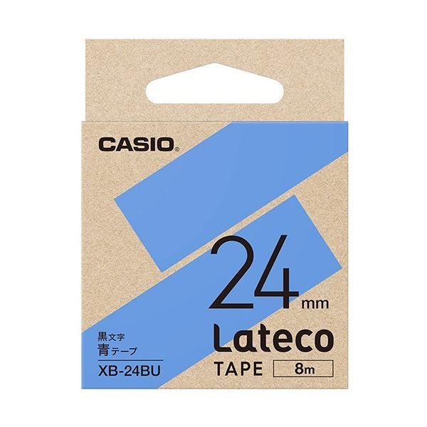 (まとめ) カシオ ラテコ 詰替用テープ 24mm×8m 青/黒文字 XB-24BU 1個 