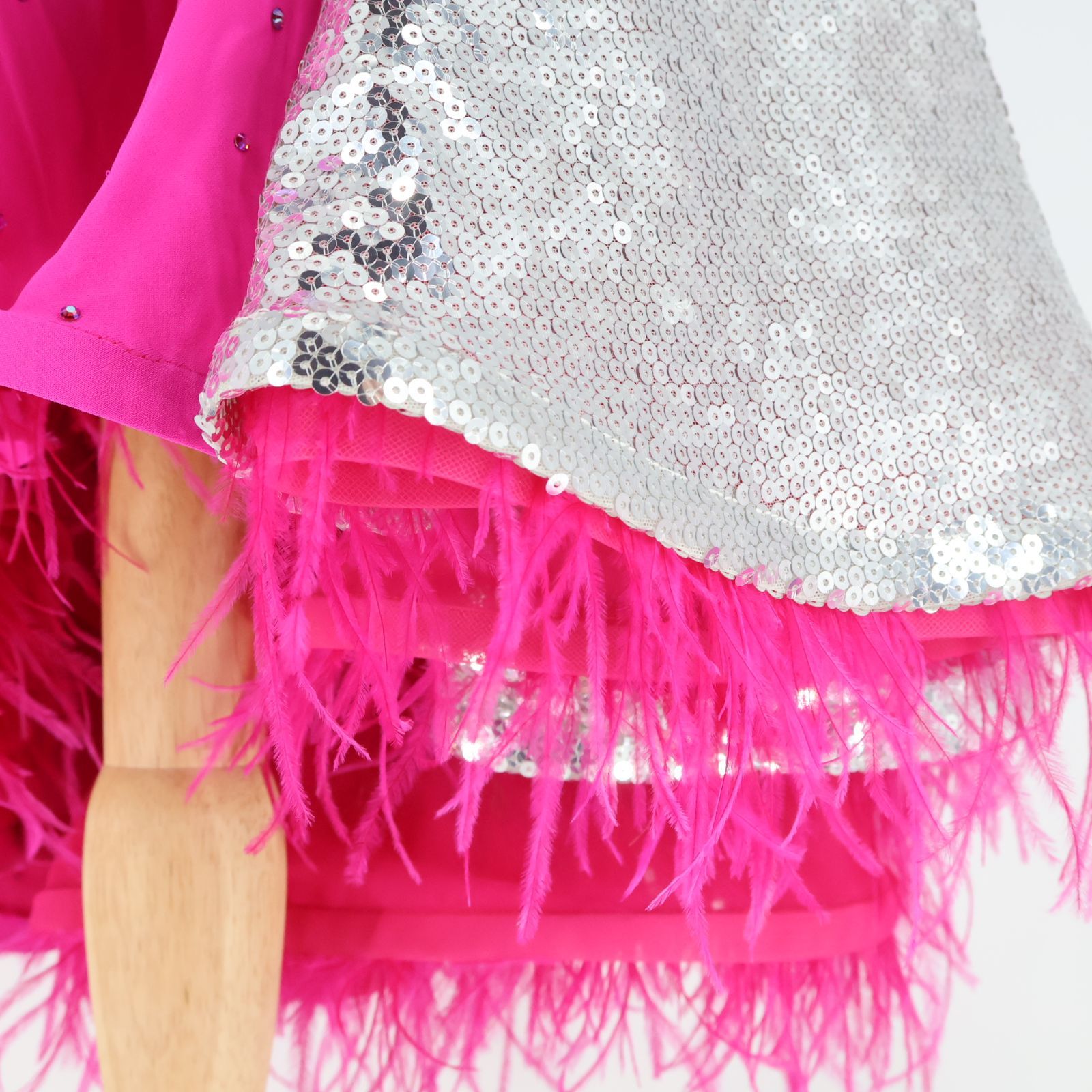 社交ダンス衣装】ピンク ラテン ドレス ワンピース フリル