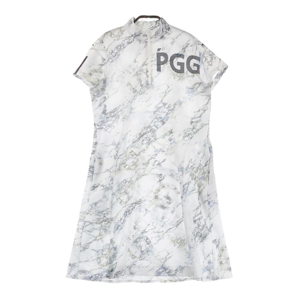 サイズ 1 PGG PEARLY GATES パーリーゲイツ 2025年モデル ハーフジップ 半袖ワンピース 総柄 ホワイト系 240101284127 ゴルフウェア レディース ストスト
