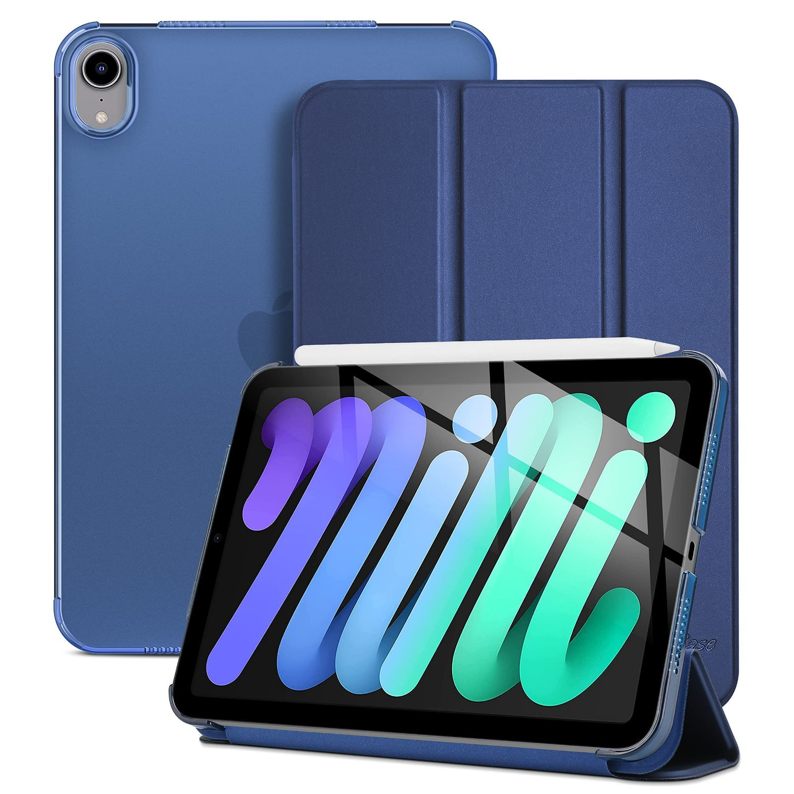 iPad Mini6 ProCase ケース 2021 8.3インチ、スリム 三つ折りスタンド ハードバックカバー、適用機種：iPad Mini 6世代  2021 -ネイビー bv-direct メルカリ