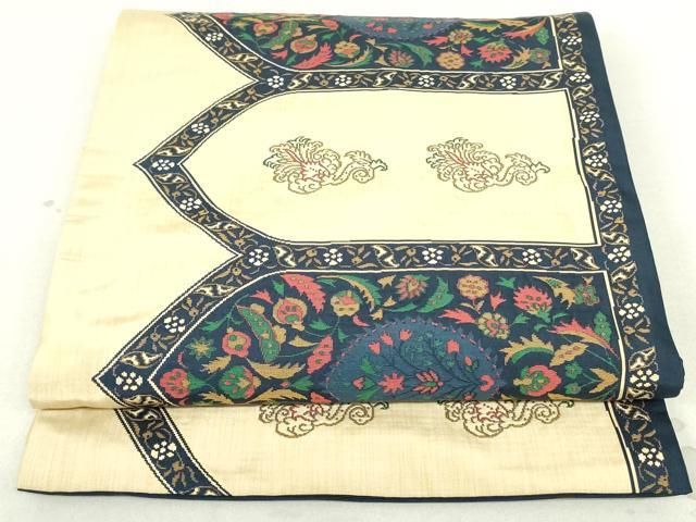 平和屋着物○名門木屋太 今河織物 六通柄袋帯 花鳥文 正絹 逸品  