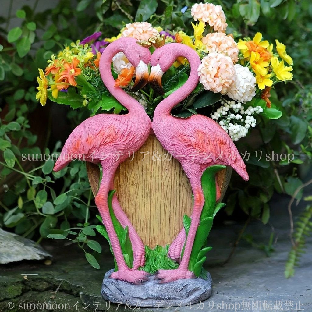 ピンク インテリア ガーデン アニマル ガーデンインテリア おしゃれ お洒落 ガーデン雑貨 鉢植え 雑貨 フラミンゴ 植木鉢 4-7 寄せ植え 動物 ガーデニング 庭の装飾 樹脂 かわいい プランター