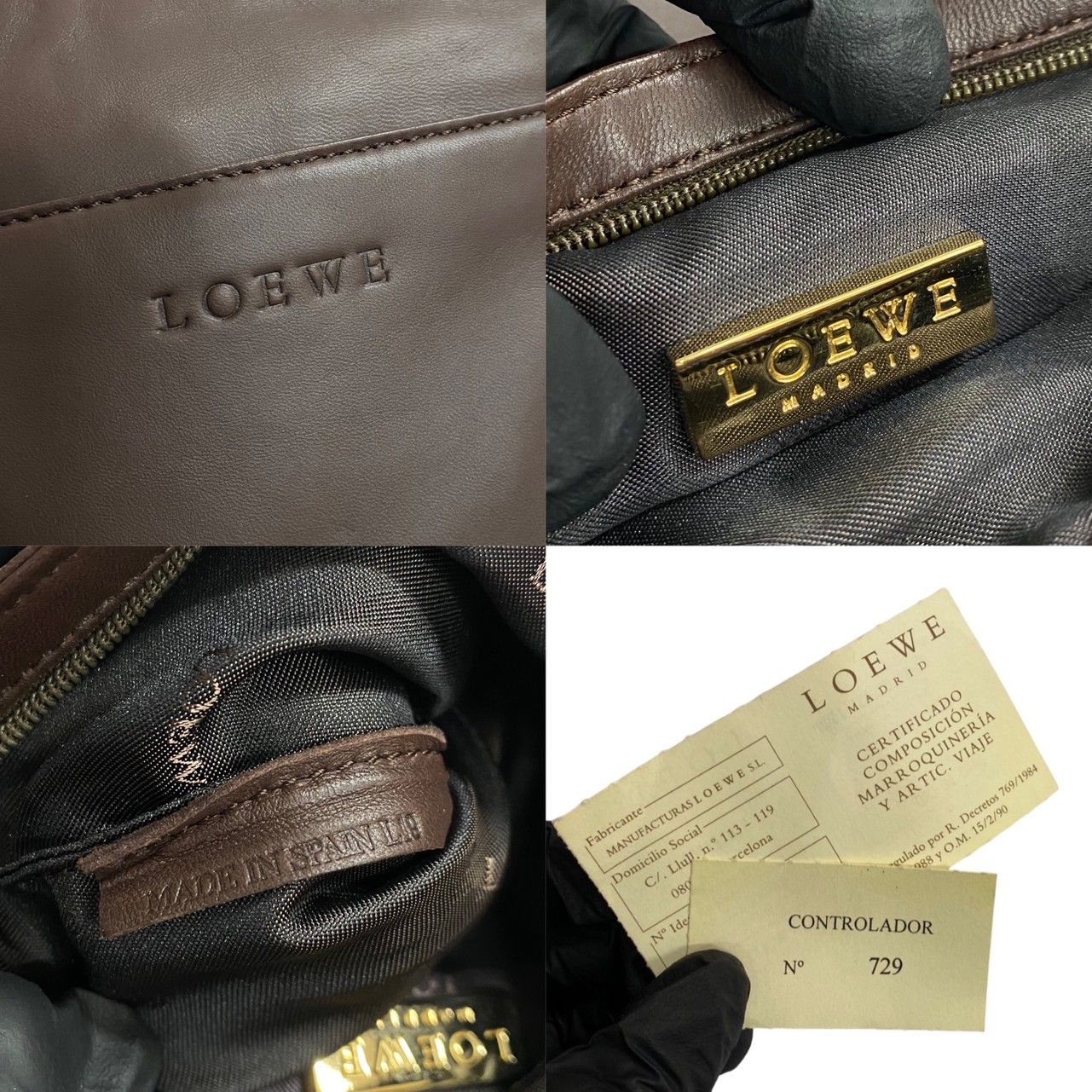 極 美品 レア LOEWE ロエベ ロゴ 金具 ナッパレザー 本革 ミニ