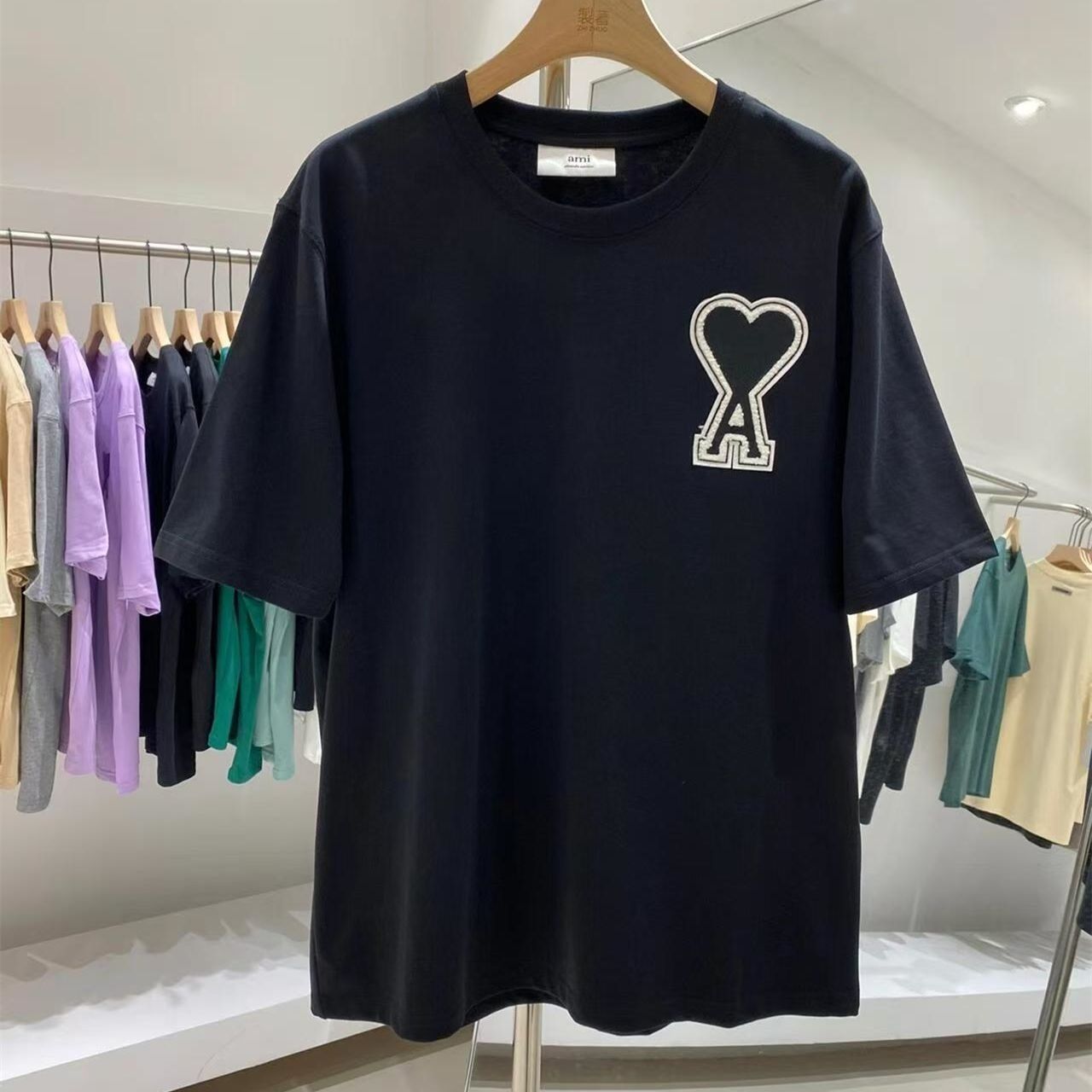 AmiParis アミパリス 半袖 Tシャツ 男女兼用 黒+白 2枚