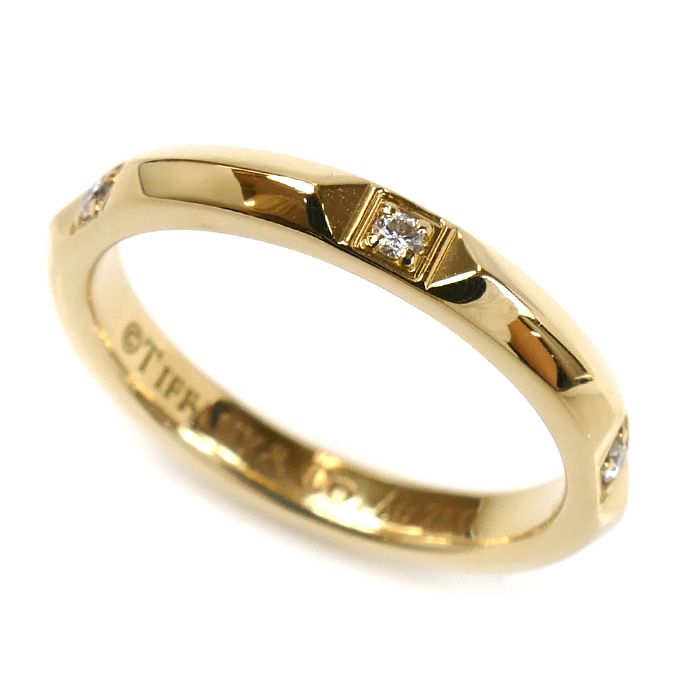 TIFFANY-Co. ティファニー K18YG イエローゴールド Tトゥルーバンド リング 指輪 67134583 ダイヤモンド 7号 2.9g レディース