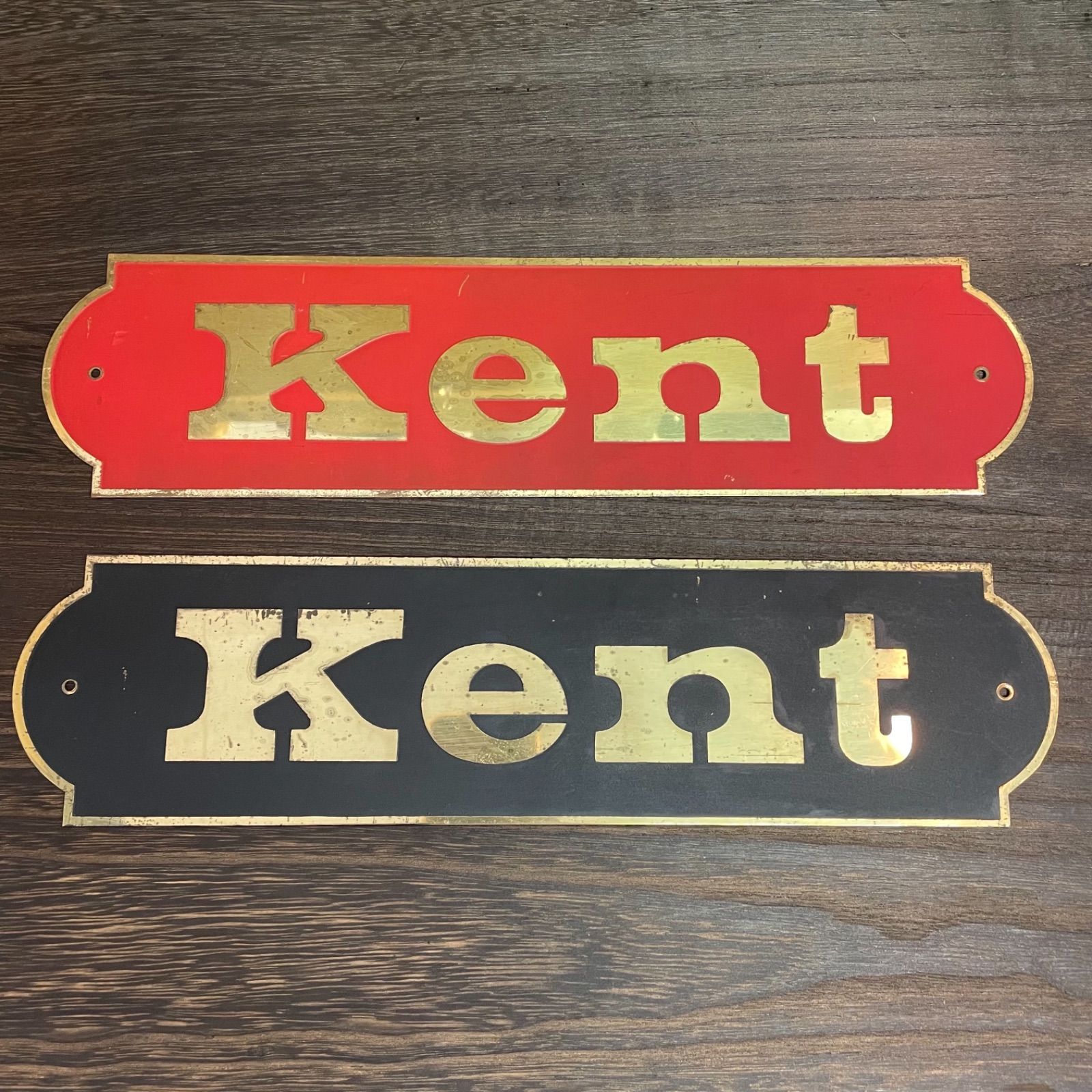 KENT 店舗用 金属製プレート 幅35cm 赤&黒 ヴィンテージ看板 80年代 