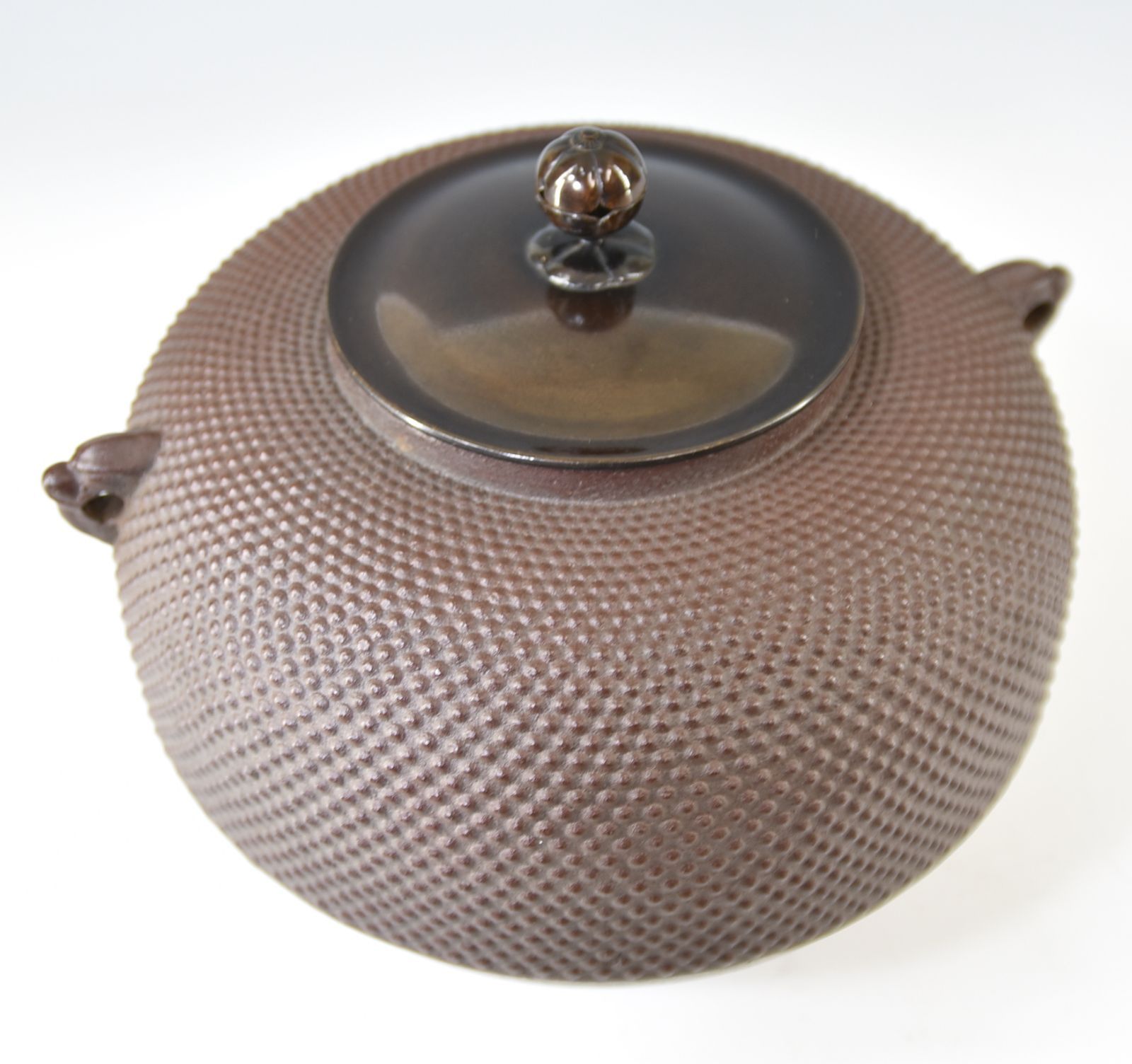 佐藤清光 「平丸 霰 釜」 茶道具 茶釜 鉄釜 茶事 釜鐶 共裂 共箱