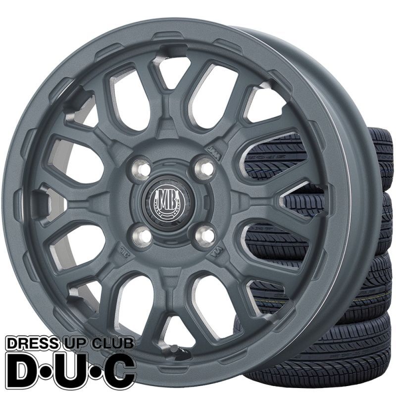 12インチアルミホイールタイヤセット 軽トラック 軽バン 145|80R12 ヨコハマY356 MUD BAHN XR-800M ME チッピンググレー CGY 12-4.0 12-4.00B 145R12 6PR 車検対応