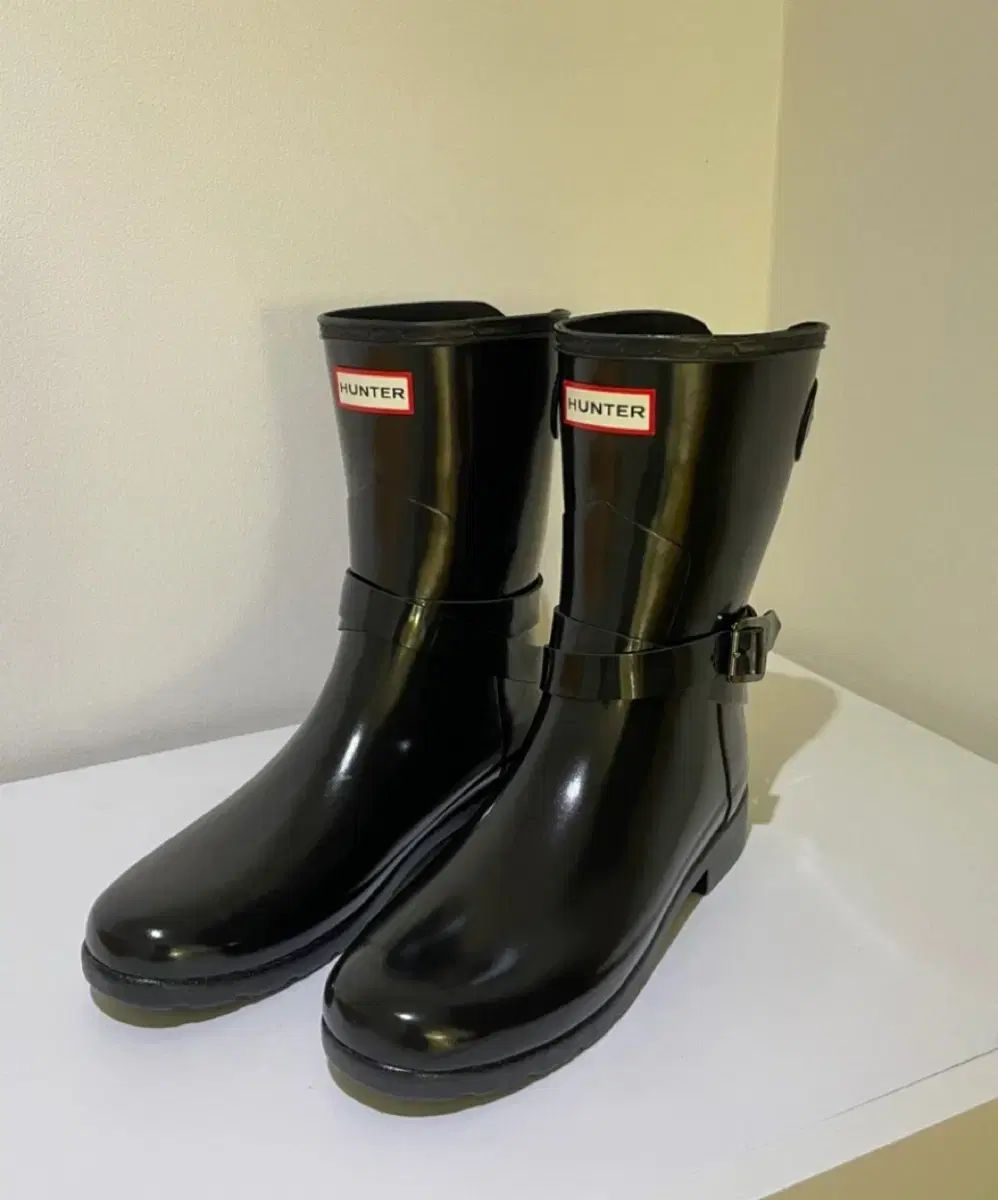 HUNTER ハンター 黒 光沢 バックル レインブーツ us8 用 250