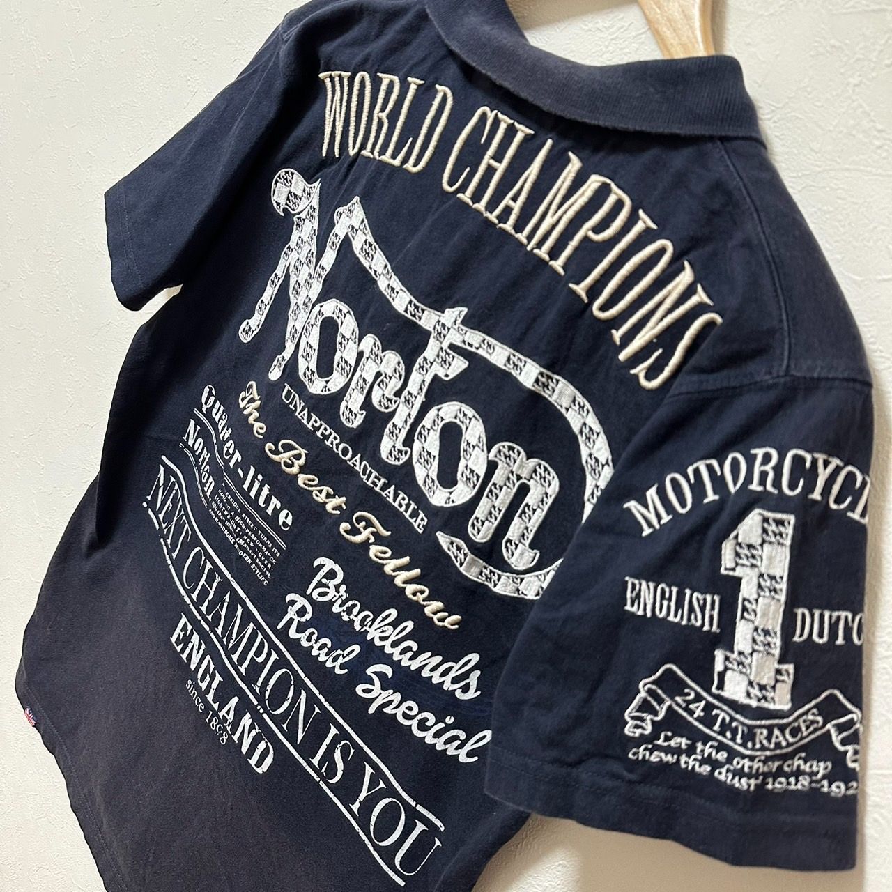 w^)b Norton ノートン 半袖 Tシャツ 襟付きTシャツ プリントT 刺繍入り