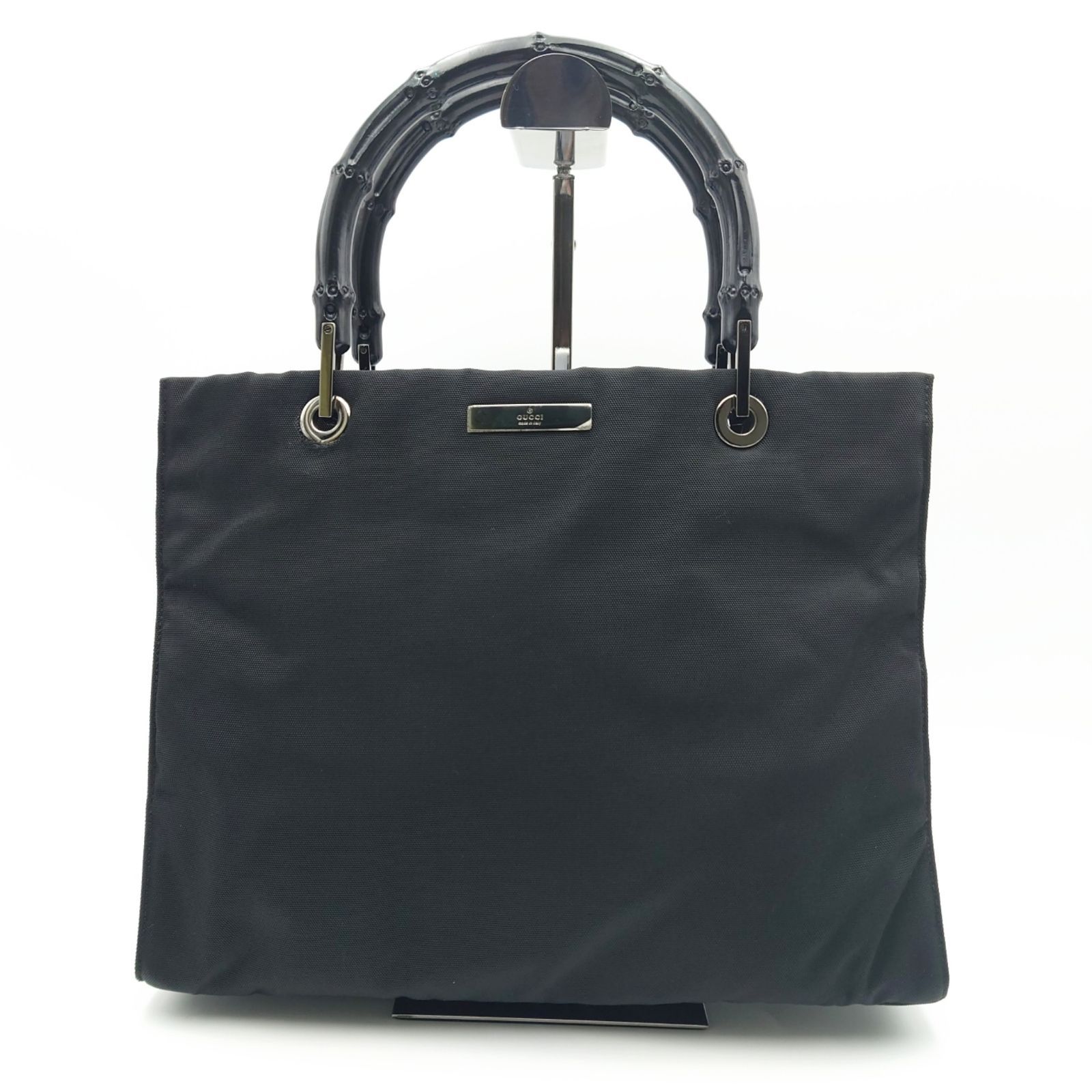 良品】GUCCI グッチ バンブー ハンドバック 手提げ ナイロン ブラック 