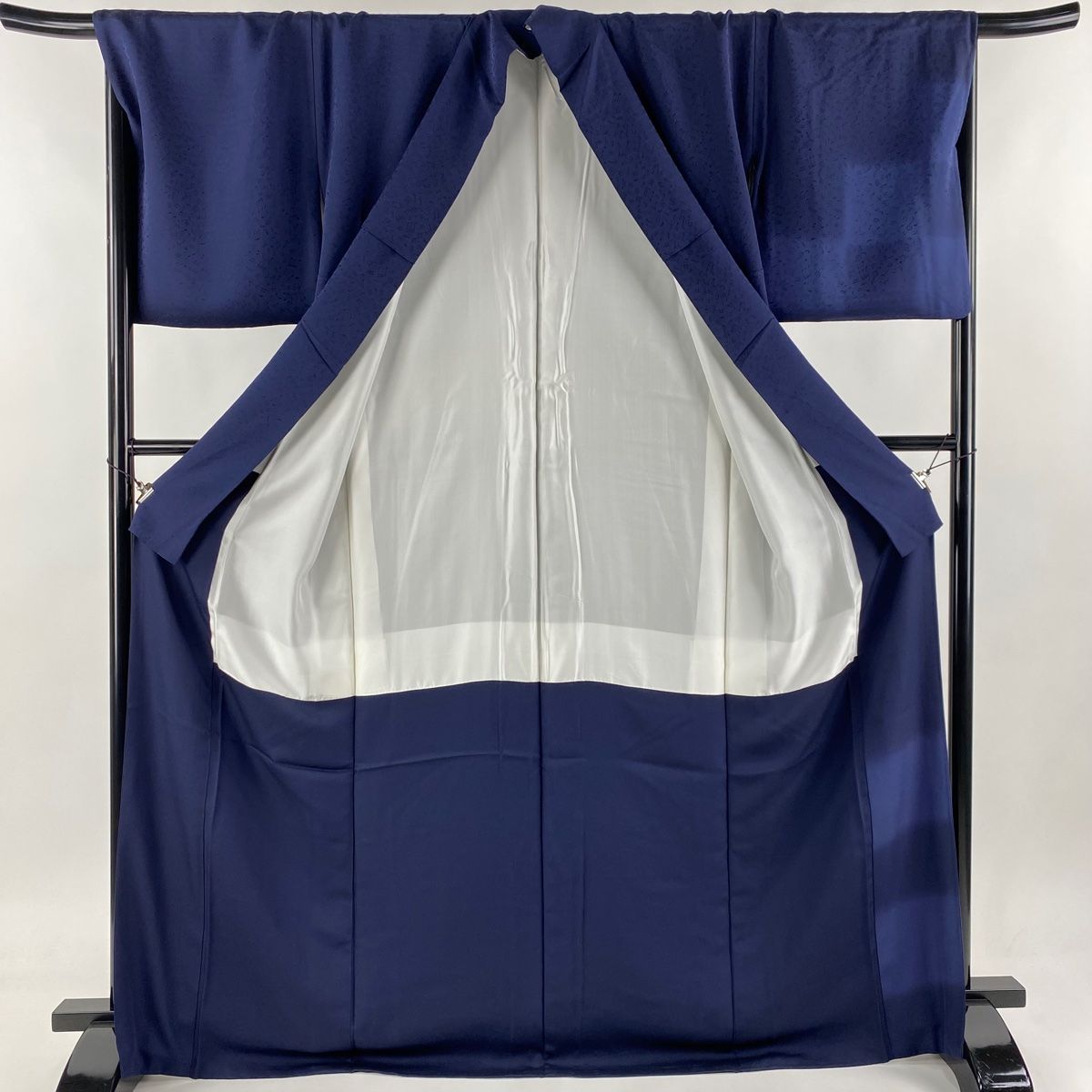 付下げ 身丈169cm 裄丈70cm L 袷 市松 音符 ぼかし 紺色 正絹 逸品  