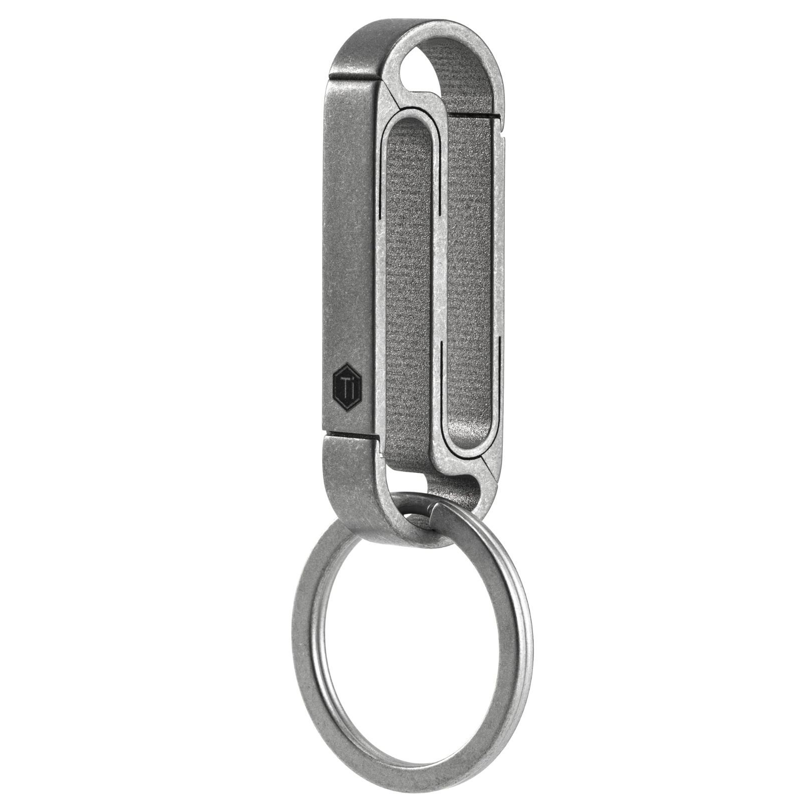 Color シルバー KeyUnity KM10 ダブル サイド カラビナ キー ホルダー クリップ EDC チタン スナップ オン メンズ キー ホルダー ベルト用 M サイズ サンドブラステッド シルバー