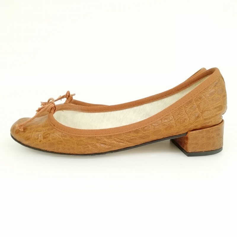 【極美品】reppeto　レペット　パンプス　チャンキーヒール レペット Repetto クロコ型押し チャンキーヒール パンプス