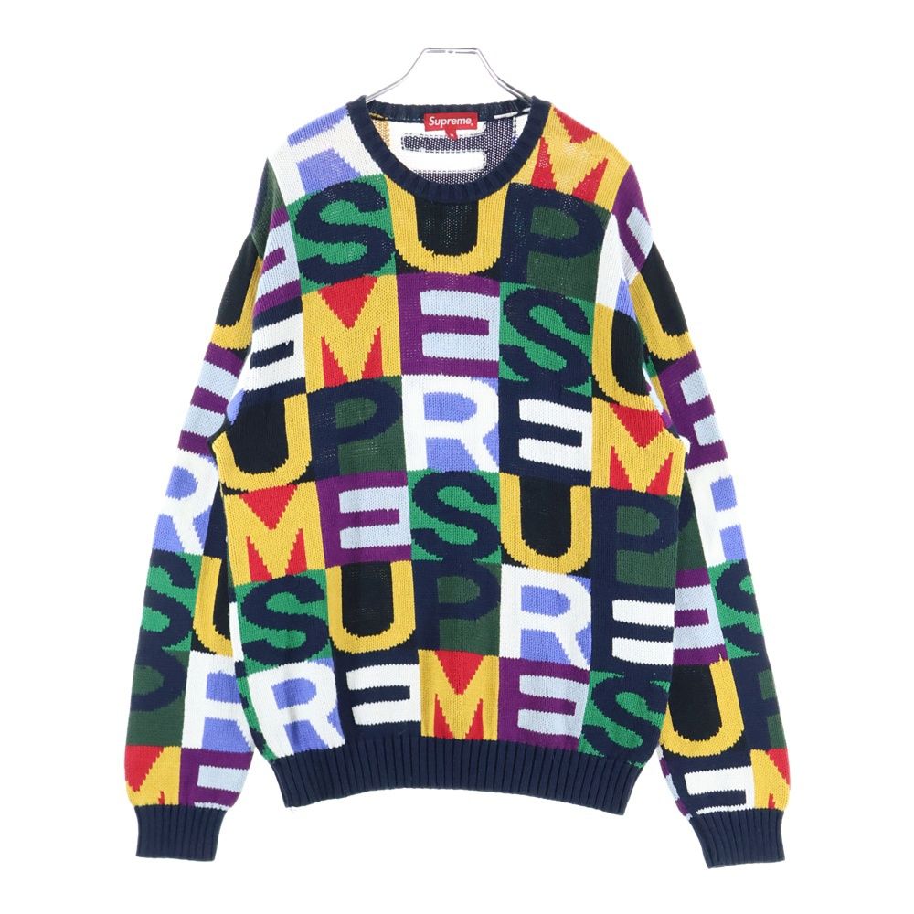 SUPREME シュプリーム 18AW Big Letters Sweater ビッグレター クルーネックニットセーター マルチ