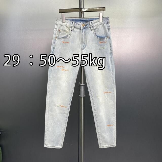 数量限定，新作登場 [29 ：50〜55kg]メンズ ファッション 服 男性用 オシャレ シンプル 大人 かっこいい 大きいサイズ ストリート 紳士服 リップド ジーンズ プリント 九分丈 パンツ クロップド パンツ その他