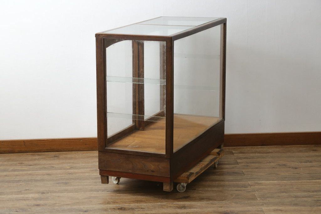 お得，人気SALE】 アンティーク5面ガラス 木枠のショーケース パン