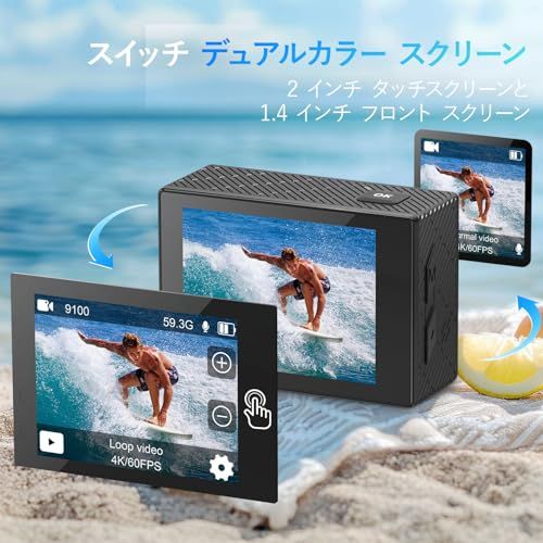  Hiicam Speed 20 アクションカメラ ウェアラブルカメラ アクションカム 4 K MP 6軸手ぶれ補正 タッチパネル式 デュアル スクリーン 40 M防水 水中カメラ 外部マイク対応 WiFi搭載 スマホアプリ対応 170度広角 Hmp その他 アクションカメラ ウェアラブルカメラ本体