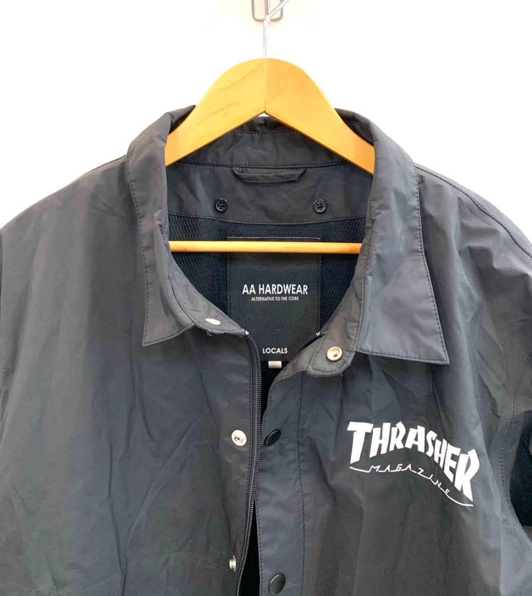 スラッシャー THRASHER×AA HARDWEAR スノボー コーチジャケット 黒　ブラック Lサイズ