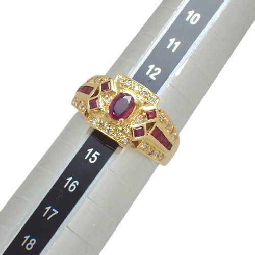 R0.33,0.45/D0.25 ルビー ダイヤモンド リング K18 イエローゴールド  