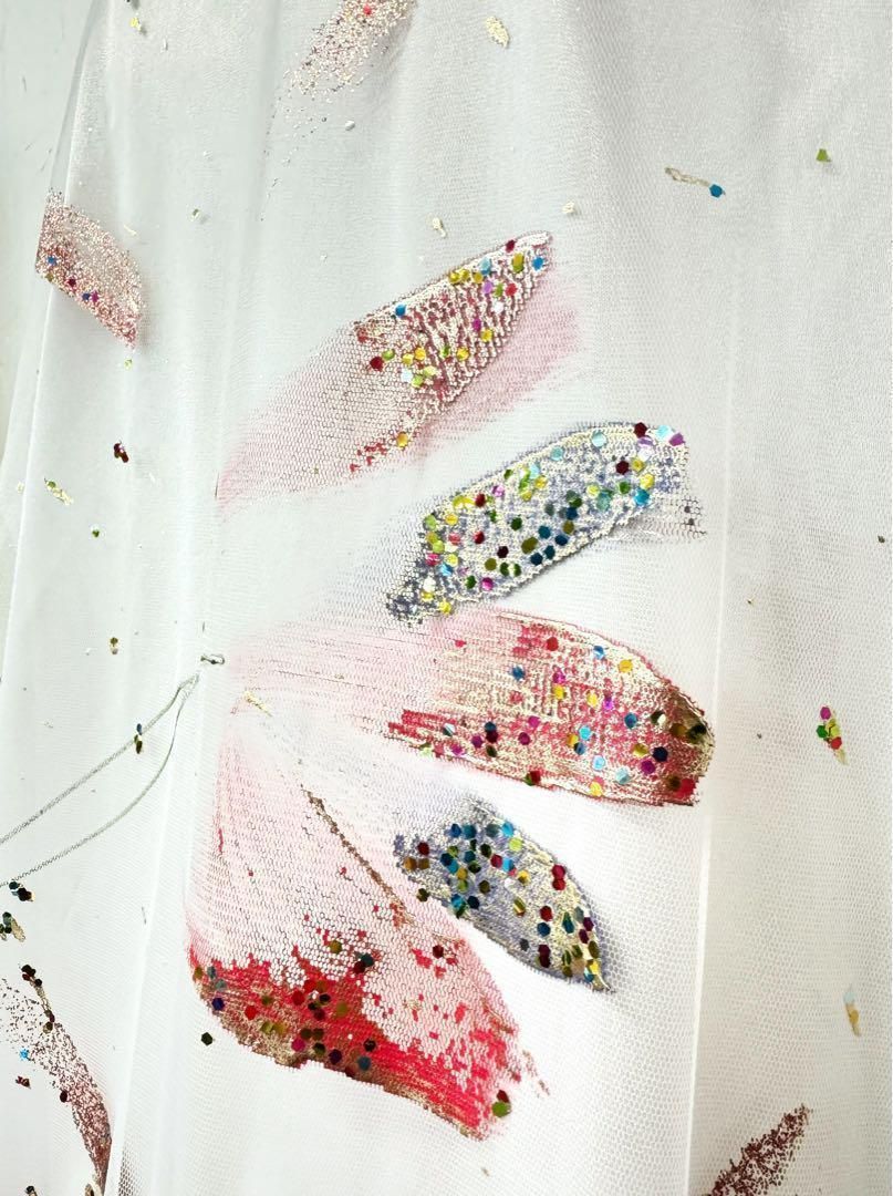 優雅】新品 社交ダンス ステージ衣装 白 袖フレアーカットソーd066