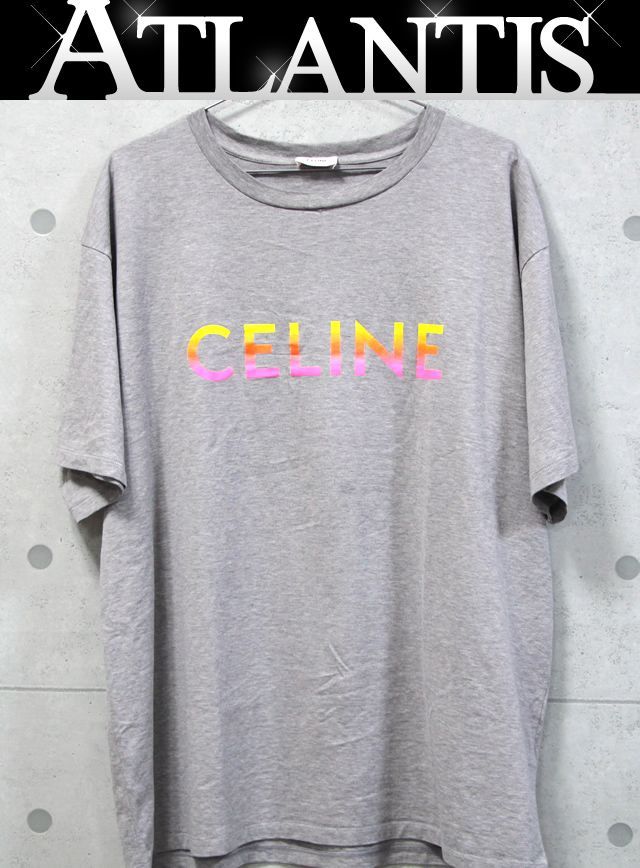 セリーヌ グラデーション ロゴ Tシャツ 22SS メンズ size:XL グレー 62550-